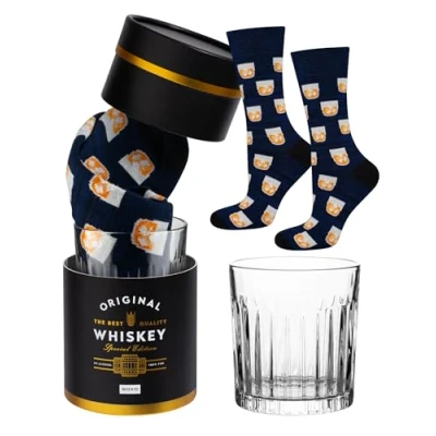 Imagen de soxo Whisky Calcetines Hombre Divertidos Algodon Regalos Originales Colores Regalo Hombres 40 45 Medias + Vaso