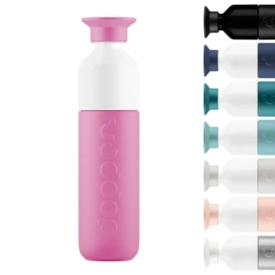 Imagen de Dopper Insulated Pelican Pink Botella isotérmica de 350 ml para viajes, oficina, gimnasio, 12 horas bebida caliente, 24 fría, reutilizable acero inoxidable sin BPA agua, té,