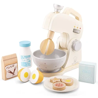 Imagen de New Classic Toys 10707 Juego de mezcladores para Cocina y Alimentos, Blanco, Color Madera (10707)