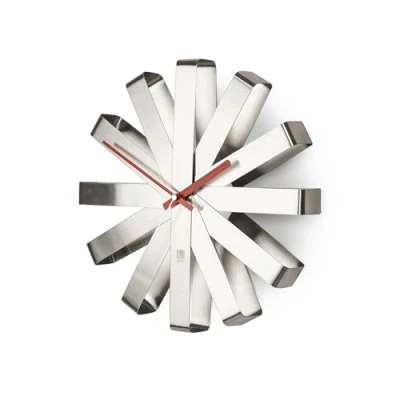 Imagen de Umbra Ribbon Reloj de pared decorativo, Acero, Acero