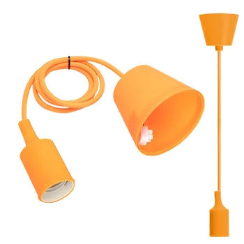 Imagen de Aigostar Portalámparas Colgante de Plástico E27,100cm Cable con Soporte Techo,Accesorios La Lámpara DIY,Naranja