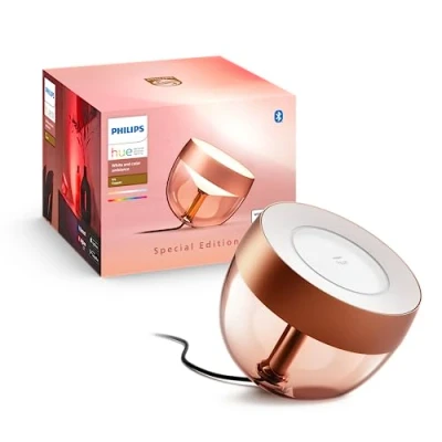 Imagen de Philips Hue Lámpara inteligente Iris, de Mesa LED Inteligente, 8W 570 lúmens, Luz Blanca y Colores, Compatible con Alexa Google Home, Color Cobre