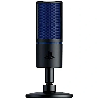 Imagen de Razer Seiren X para PlayStation Micrófono de condensador USB transmisión en PS4 y PS5 (compacto con amortiguador, patrón grabación supercardioide, botón silencio) Negro Azul
