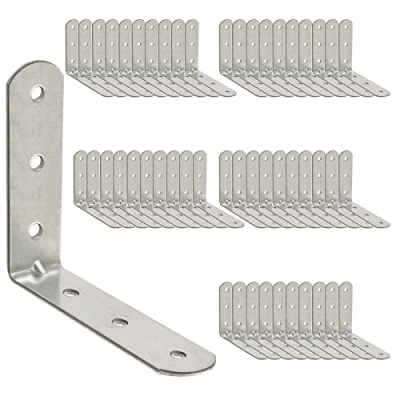 Imagen de OMIDEAS 50 x Soporte de Esquina (50 16) Conectores Angulo Escuadra madera ángulo Acero galvanizadas