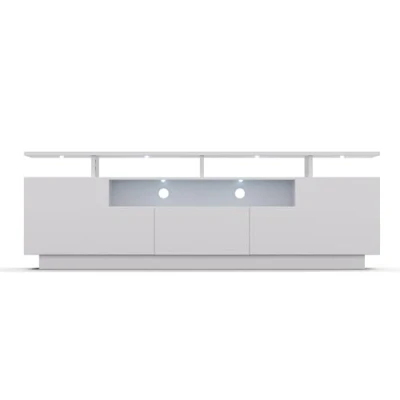 Imagen de blumfeldt Soporte TV Pie, Mueble Moderno de 150 cm para Salón con LED Multicolor, Pie Universal, Mesa Espacio Almacenamiento, Grande Habitación