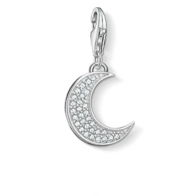 Imagen de Thomas Sabo Colgante Inspirado en Símbolos Celestiales, Abalorio Plateado Forma de Luna con Piedras