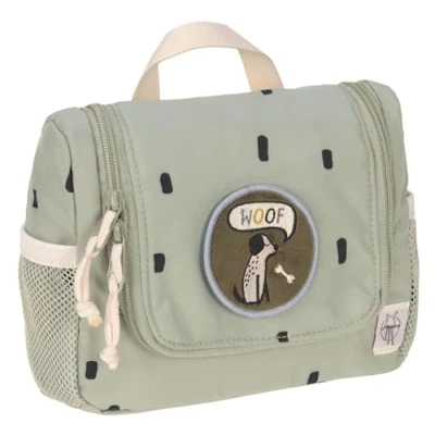 Imagen de LÄSSIG Bolsa de aseo para bebés colgante, 20 cm/Mini Washbag Happy Prints oliva