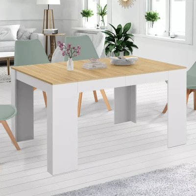 Imagen de IDMarket Orlando Mesa consola extensible para 6 personas, 140 cm, madera blanca y haya