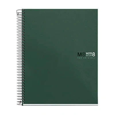 Imagen de Miquelrius Cuaderno Notebook The Original, 8 franjas de colores, Cubierta polipropileno opaco, Tamaño A5 (148 x 210 mm), 2 Taladros, 200 Hojas 70 g/m², Rayado Horizontal 7 mm, Color Kaki