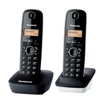 Imagen de Panasonic KX TG1612SPB Teléfono Inalámbrico Digital DECT, Unidad Base y 2 Auriculares, Identificador De Llamadas, Batería Larga Duración, Pantalla LCD, Agenda, Rellamada, Despertador, Negro