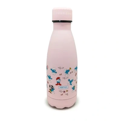 Imagen de NERTHUS Botella Térmica PITUFOS Personajes Rosa, 350 ml, Doble Pared de Acero Inoxidable