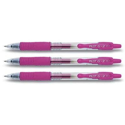 Imagen de Pilot Bolígrafos de gel retráctiles G2, rosa, 3 puntas