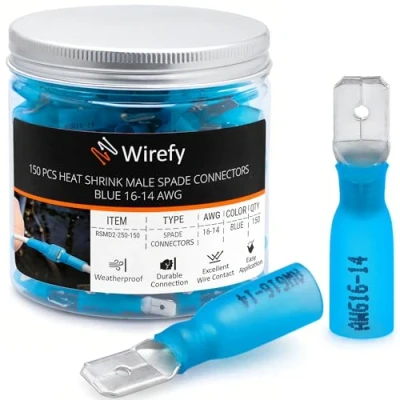 Imagen de Wirefy 150 Piezas Kit de Conectores Eléctricos Macho Planos Terminales Electricos Termorretráctiles 1,5 a 2,5 mm²