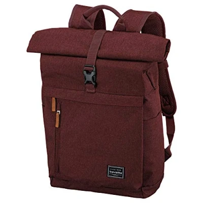 Imagen de travelite mochila para equipaje de mano con compartimento portátil, 15.6 pulgadas, serie BASICS Daypack Rollup: práctica función enrollable, 60 cm, 35 litros, 800 gramos, Bordaux