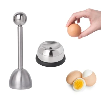 Imagen de Cortador De Huevos Con Picahuevos, 2 Piezas Acero Inoxidable Huevos, Rompehuevos, Abrehuevos Herramienta Para Cocina, Comedor, Bar