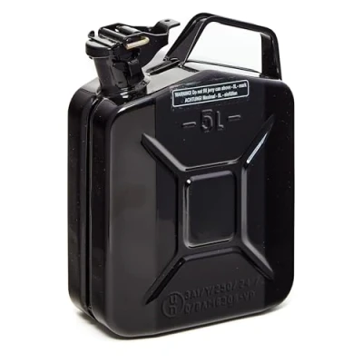 Imagen de BW Bidón de combustible metal, 5 litros, color negro, RAL 9005, certificado TÜV y homologación UN, fabricado en Europa