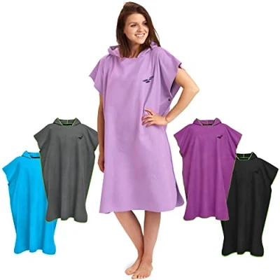 Imagen de Fit Flip Poncho de Surf para Hombres y Mujeres Ligero, Compacto Secado rápido Toalla Adulto Playa, con Capucha Color: Lila, Tamaño: L