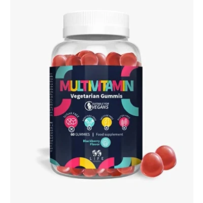 Imagen de Gominolas Multivitaminas para Adultos gummies Veganas Sin Azucares con 11 Vitaminas &amp; Minerales Sabor a Frambuesa Vitalidad, Inmunidad y Enerdía Todo el Día 60