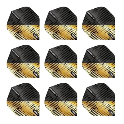 Imagen de RED DRAGON Hardcore Premium Gold and Black Fleck vuelos 3 juegos por paquete (9 de dardos en total)