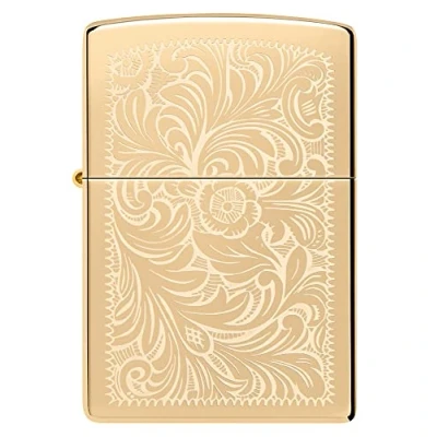 Imagen de ZIPPO Diseño Veneciano/de Flores High Polish Brass Lustre Mechero, rellenable, en una Caja de Regalo halta Calidad