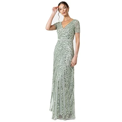 Imagen de Maya Deluxe Abendkleid Pailletten Maxi Elegant für Hochzeit Vestido De la Dama Honor Las Mujeres, Verde, 44