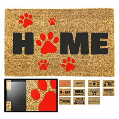 Imagen de LucaHome Felpudo Entrada casa Original y Divertido de Coco Natural Home Perro 40x70 Ideal para Puertas Exteriores Cubiertas, pasillos entradas hogares