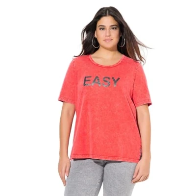 Imagen de Ulla Popken EASY Short Sleeve Graphic TEE Camiseta estampada, Mujer, Talla: 44/46, Light red