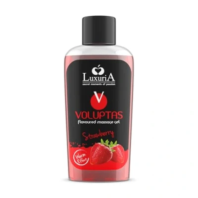Imagen de INTIMATELINE Voluptas Fresa Gel de Masaje Comestible, Estimulante con Efecto Cálido para Todo el Cuerpo, Acción Hidratante y Suavizante, Sabor Fresa, 100ml