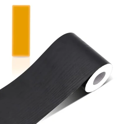 Imagen de ZTVOWTO Color de grano madera Adhesivo autoadhesivo para pared con borde papel pintado impermeable Cenefa adhesiva diseño decoración del hogar, （10） cm x m, (Negro)