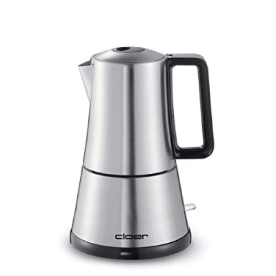 Imagen de Cloer 5918 Cafetera espresso eléctrica, 3 4 tazas, un filtro de acero inoxidable, Apagado automático, Indicador nivel agua, Interruptor encendido / apagado, 365 vatios, inoxidable