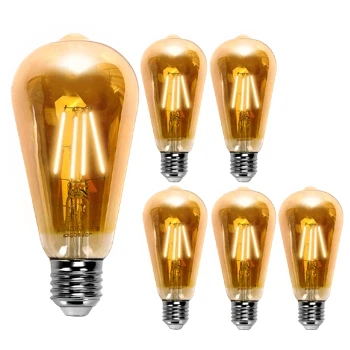 Imagen de Aigostar ST64 Bombilla Led E27 Edison Estilo Vintage (Casquillo Gordo, 8W (Equivalente A 60W), De Filamento Blanco Cálido (2200K). Ángulo Haz 280º. No Regulable. Pack 5 Uds