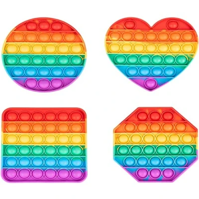 Imagen de 4 Piezas Sensorial Herramientas, Pop it Fidget Toy, POPI Antiestres, Silicona Juguete, Push Bubble Juguetes para Aliviar el Estrés y la Ansiedad