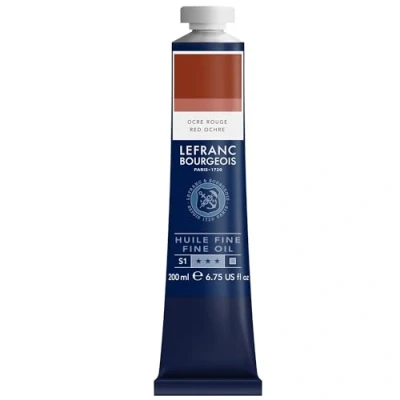 Imagen de Lefranc Bourgeois 301845 Pintura al óleo fina de calidad, resistente a la luz y consistencia uniforme, tubo 200 ml, ideal para lienzos tableros pintura, Ocre rojo transparente