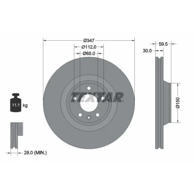 Imagen de TEXTAR PRO+ 92132405 Disco de freno AUDI: A6 C6 Berlina, Avant, Allroad