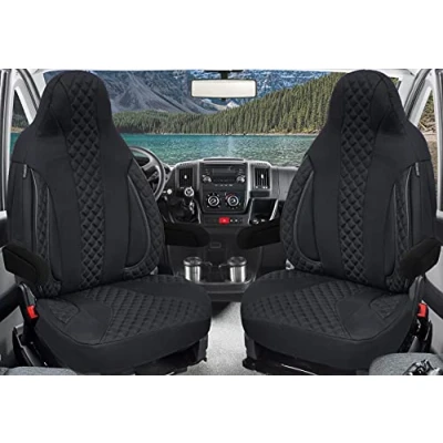 Imagen de Fundas de Asiento compatibles con Fiat Ducato Tipo 250 Conductor y Pasajero a Partir 2006 2022 PL404 Negro