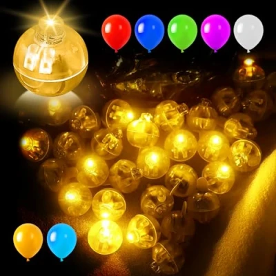 Imagen de 100 Piezas Globos Luces Led Pequeñas,Mini Lampara Amarillo,Luces Pequeñas Individuales Impermeable y Reutilizable,Mini Redondo para Cumpleaños, Boda, Fiesta,Navidad,Halloween