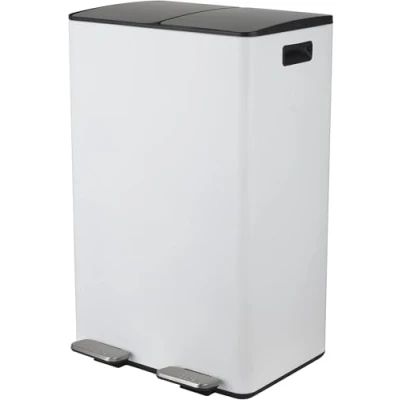 Imagen de Spirella CUBO BASURA DE 60L PARA RECICLAJE CON PEDAL RETRACTIL MODELO ALIYA EN COLOR BLANCO MATE 2 X 30L. CAIDA AMORTIGUADA Y CUBOS INTERIORES 30L