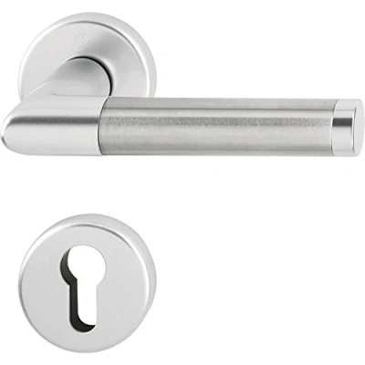Imagen de Hoppe 3286702 Juego de manijas con rosetas amsterdam perfil pz cilindro, anodizado plata/acero inoxidable,