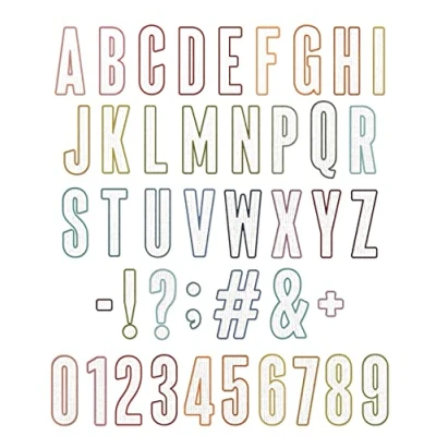 Imagen de Sizzix 43PK Juego de Troqueles Thinlits, Paquete 43 Unidades, boletines alfanuméricos Tim Holtz, 666281, Multi Colour, One Size
