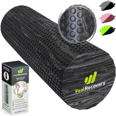 Imagen de Foam Roller Masaje Muscular (45x15 cm) Rodillo de Espuma EVA Densidad Media para Contracturas, Fisioterapia, Recuperación, Yoga, Pilates y Fitness Rulo Automasaje