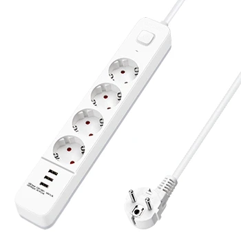 Imagen de Aigostar Regleta alargador de 4 enchufes con cable 3 metros e interruptor USB