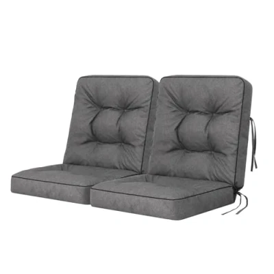 Imagen de Bjird Cojín para Banco de jardín, terraza o balcón con Respaldo 100 cm (2x50) Impermeable Uso Interior y Exterior Made in EU Grafito