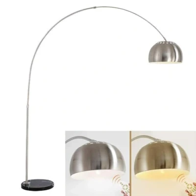 Imagen de LANMOU Lámpara de Pie Arco Regulable, Piso Ajustable Altura Extensible Curvada con Control Remoto y Interruptor Pie, Base Mármol, Luz Lectura para Salon, Dormitorio, Estudio Leer