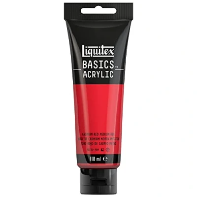 Imagen de Liquitex Basic Acrylic Tubo De Pintura Acrílica, 118 ML, Rojo (Tono Cadmio Medio Nuevo)