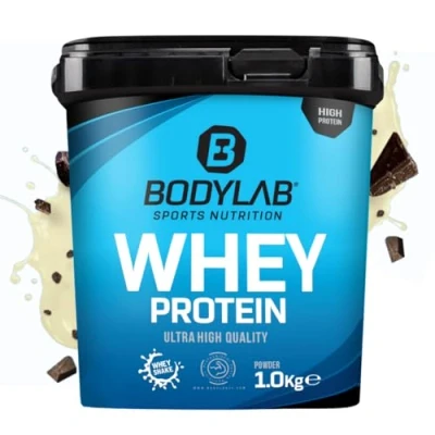 Imagen de Bodylab24 Whey Protein Powder Stracciatella 1kg, polvo rico en proteína para músculos más fuertes, la de suero puede promover construcción músculo, con 80% proteína, sin aspartamo