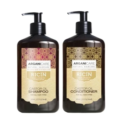 Imagen de Arganicare Duo Champú + Acondicionador Ricino Acelerador de crecimiento Limpia e hidrata el cabello con suavidad Todo tipo 1x400 ML+ ml