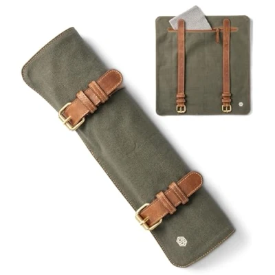 Imagen de Angus Stoke bolsa para cuchillos de chef rollo cuchillo premium grande con compartimento extra y cremallera enrollable cocina Lars, verde oliva, Estuche