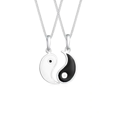 Imagen de Elli Collares Mujeres Yin y Yang Colgante Compañero Conexión Espiritual con esmalte en Plata de Ley 925
