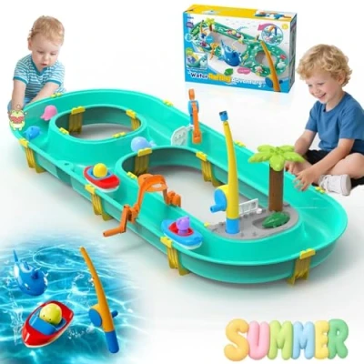 Imagen de Neuytiky Mesa de Agua y Arena para Niños Juegos con 37 Accesorios, Water Table Kids Barcos Figuras, Juguete Educativo 3+ Años