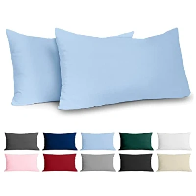 Imagen de Funda de Almohada 40x80 Algodón Reforzado (Pack 2) Azul Claro Tela Apretada 57 Hilos/cm² 40 x 80 Certificación Oeko Tex Dreamzie